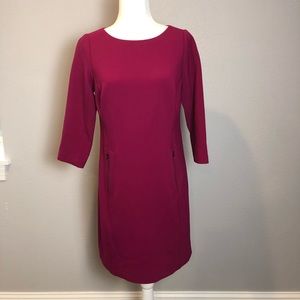 Etcetera magenta 3/4 sleeve dress, zipper pockets in front size 4